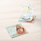 Dessous-de-verre Carré En Papier Brosse moderne Enregistrer la date Annonce (En situation)