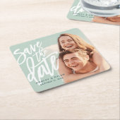 Dessous-de-verre Carré En Papier Brosse moderne Enregistrer la date Annonce (Incliné)