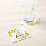 Dessous-de-verre Carré En Papier Brosse Script Aquarelle Citrons Limoncello<br><div class="desc">Brosse moderne Script Aquarelle Lemons Quand La Vie Vous Donne Citrons Fabriquer Limoncello Dessous de verre en papier</div>