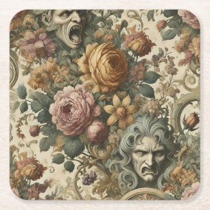 Dessous-de-verre Carré En Papier Brouillard cérébral – Floral gothique 