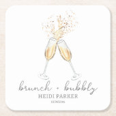 Dessous-de-verre Carré En Papier Brunch et Champagne Pétillant Toast Mariage (Devant)