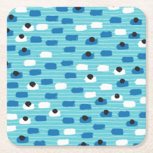 Dessous-de-verre Carré En Papier Brush course sans couture motif, dessiné à la main