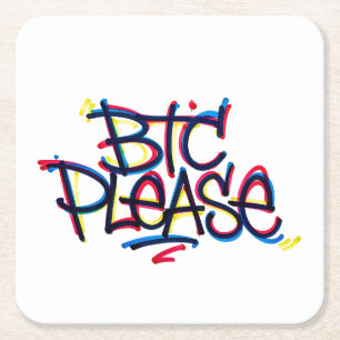 Dessous-de-verre Carré En Papier "BTC Please" (Couleur)