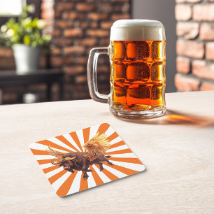 Dessous-de-verre Carré En Papier Buffalo Ailes Avec Orange Starburst