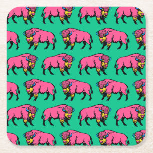 Dessous-de-verre Carré En Papier Buffle/Bison coloré du sud-ouest dans le style Pop