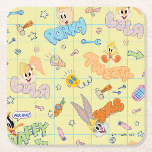 Dessous-de-verre Carré En Papier BUGS BUNNY BUILDERS™ Motif de croquis de personna