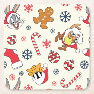 Dessous-de-verre Carré En Papier BUGS BUNNY™, DAFFY DUCK™ & Lola Motif de Noël