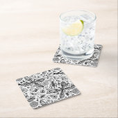 Dessous-de-verre Carré En Papier Bugs de Doodle sur bleu foncé (En situation)