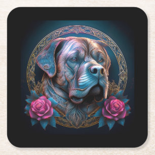 Dessous-de-verre Carré En Papier Bull Mastiff Passe Par Un Portail De Temps