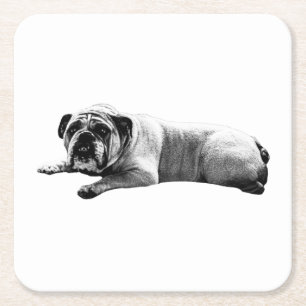 Dessous-de-verre Carré En Papier Bulldog Encore des moments