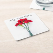 Dessous-de-verre Carré En Papier Bundle of Red Carnation Flowers (Incliné)