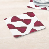Dessous-de-verre Carré En Papier Burgundy Bow Cravate Bowtie Groom Prom Mariage Mod (Incliné)