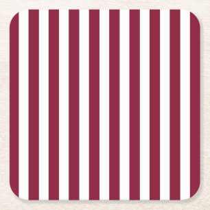 Dessous-de-verre Carré En Papier Burgundy et blanc rayures de bonbons