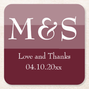 Dessous-de-verre Carré En Papier Burgundy Rouge Simple Mariage moderne