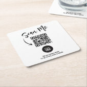 Dessous-de-verre Carré En Papier Business QR Code Scan Me Simple (Incliné)