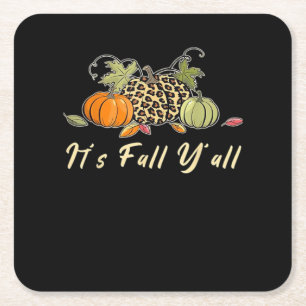 Dessous-de-verre Carré En Papier C’est l’automne Y’all Happy Automne Y’all Leopard