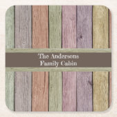 Dessous-de-verre Carré En Papier Cabine de famille Rustic Bois Personnalisable (Devant)