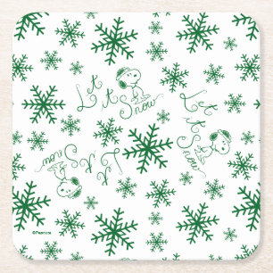 Dessous-de-verre Carré En Papier cacahuètes   Christmas Snoopy Let It Snow Motif