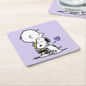 Dessous-de-verre Carré En Papier cacahuètes | Saint Valentin | Charlie Brown & Snoo (Incliné)