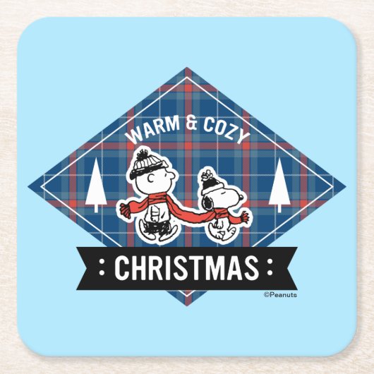 Dessous-de-verre Carré En Papier cacahuètes | Snoopy & Charlie Brown Chaud & Cosy (Devant)