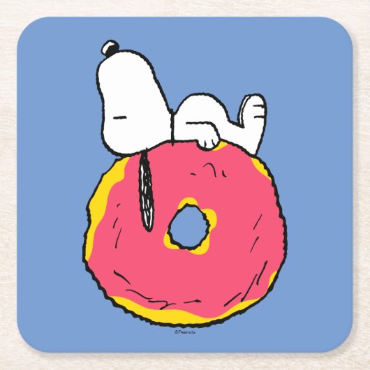 Dessous-de-verre Carré En Papier cacahuètes | Snoopy Donut rose (Devant)