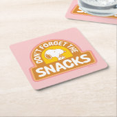 Dessous-de-verre Carré En Papier cacahuètes | Snoopy N'oubliez pas les snacks (Incliné)