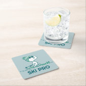 Dessous-de-verre Carré En Papier cacahuètes | Snoopy sur Skis (En situation)