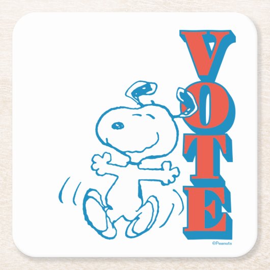 Dessous-de-verre Carré En Papier cacahuètes | Snoopy - Vote (Devant)