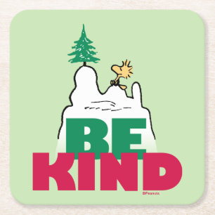 Dessous-de-verre Carré En Papier cacahuètes   Snoopy & Woodstock Be Kind