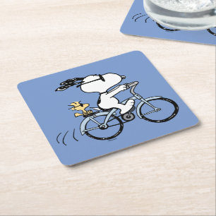 Dessous-de-verre Carré En Papier cacahuètes   Vélo Snoopy & Woodstock
