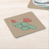 Dessous-de-verre Carré En Papier Cactus à poires modernes (Incliné)