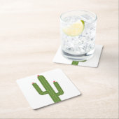Dessous-de-verre Carré En Papier Cactus vert à fleur rose du sud-ouest (En situation)