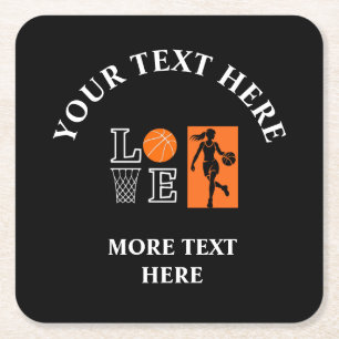 Dessous-de-verre Carré En Papier Cadeau d'anniversaire de basketball, joueuse de ba
