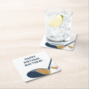 Dessous-de-verre Carré En Papier Cadeau de golf personnalisé pour golfeurs annivers