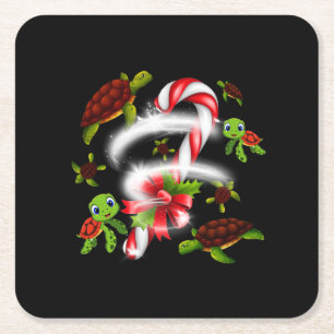 Dessous-de-verre Carré En Papier Cadeau de tortue Turtle Candy Sweet Christmas