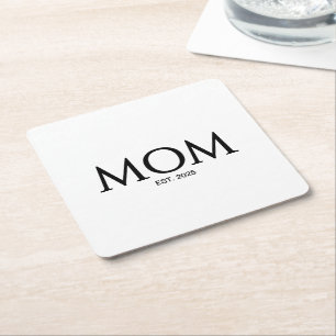 Dessous-de-verre Carré En Papier Cadeau élégant pour une nouvelle maman Maman établ