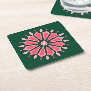 DESSOUS-DE-VERRE CARRÉ EN PAPIER CADEAU FLEUR MODERNE COLORÉ POUR FILLE SOEUR MAMAN