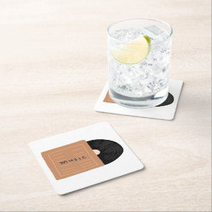 Dessous-de-verre Carré En Papier Cadeau pour amateur de musique sur disque vinyle r