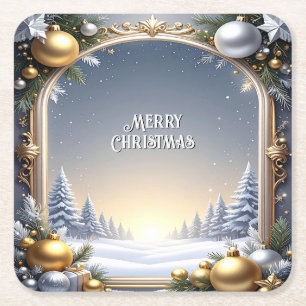 Dessous-de-verre Carré En Papier Cadre de Noël Tapisserie de Noël en Papier