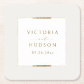 Dessous-de-verre Carré En Papier Cadre Elégance Simple Moderne Classique Mariage (Devant)