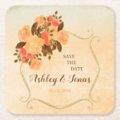 Dessous-de-verre Carré En Papier Cadre Or Et Fleurs (Devant)