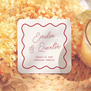 Dessous-de-verre Carré En Papier Cadre Rétro Vagueux Gras Coloré Moderne pour Maria