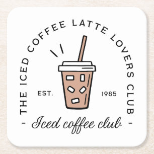 Dessous-de-verre Carré En Papier Café glacé latte club amoureux esthétique drôle
