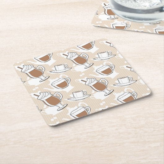 Dessous-de-verre Carré En Papier Café, motif doux (Incliné)