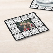 Dessous-de-verre Carré En Papier Calendrier Carré avec photo dans le centre (Incliné)