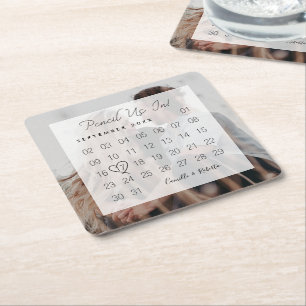 Dessous-de-verre Carré En Papier Calendrier Pencil Us In Couple Photo Moderne Minim