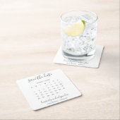 Dessous-de-verre Carré En Papier Calendrier simple Pastel Green Heart Enregistrer l (En situation)