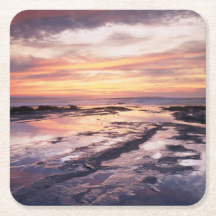 Dessous-de-verre Carré En Papier Californie, San Diego, Sunset Cliffs, Sunset 1