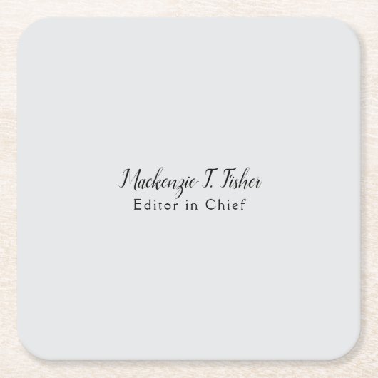Dessous-de-verre Carré En Papier Calligraphie classique Élégante Plaque Gris simple (Devant)