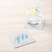 Dessous-de-verre Carré En Papier Calligraphie classique tendance monogramme (En situation)